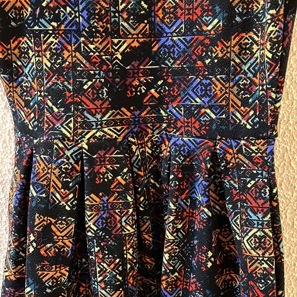 XS Rainbow Print Colorblocked LuLaRoe Amelia Dress - Picture 3 of 5